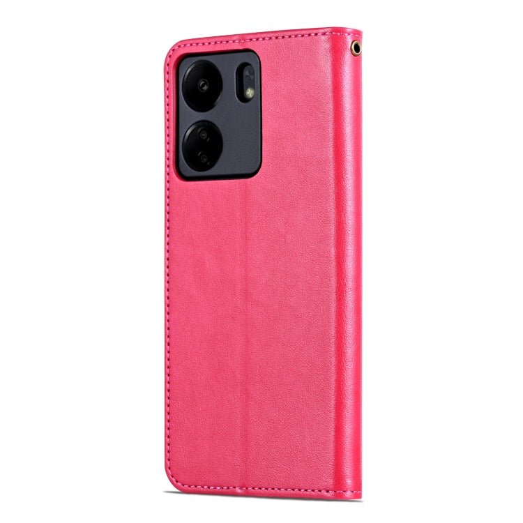 For Xiaomi Poco C65/Redmi 13C AZNS Sheepskin Texture Flip Leather Phone Case(Red) - Xiaomi Cases by AZNS | Online Shopping UK | buy2fix