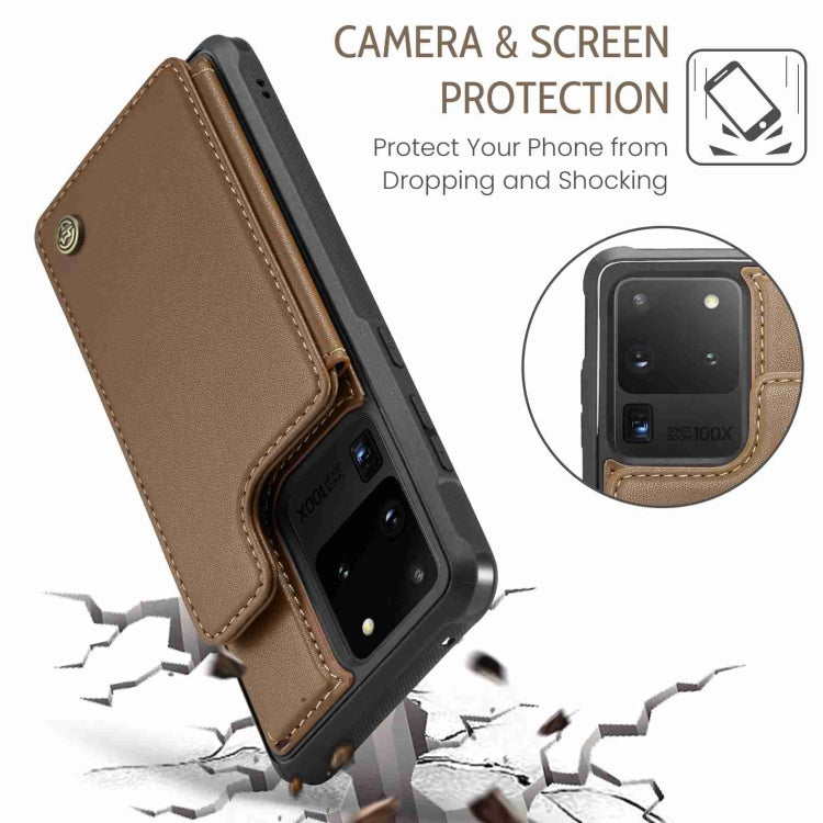 For Samsung Galaxy S20 Ultra CaseMe C22 Card Slots Holder RFID Anti-theft Phone Case(Brown) - Galaxy Phone Cases by CaseMe | Online Shopping UK | buy2fix