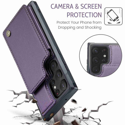 For Samsung Galaxy S22 Ultra 5G CaseMe C22 Card Slots Holder RFID Anti-theft Phone Case(Purple) - Galaxy S22 Ultra 5G Cases by CaseMe | Online Shopping UK | buy2fix