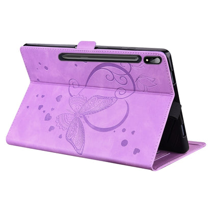 For Samsung Galaxy Tab S9 FE+ Love Butterfly Embossed Leather Tablet Case(Purple) - Galaxy Tab S9 FE+ by buy2fix | Online Shopping UK | buy2fix