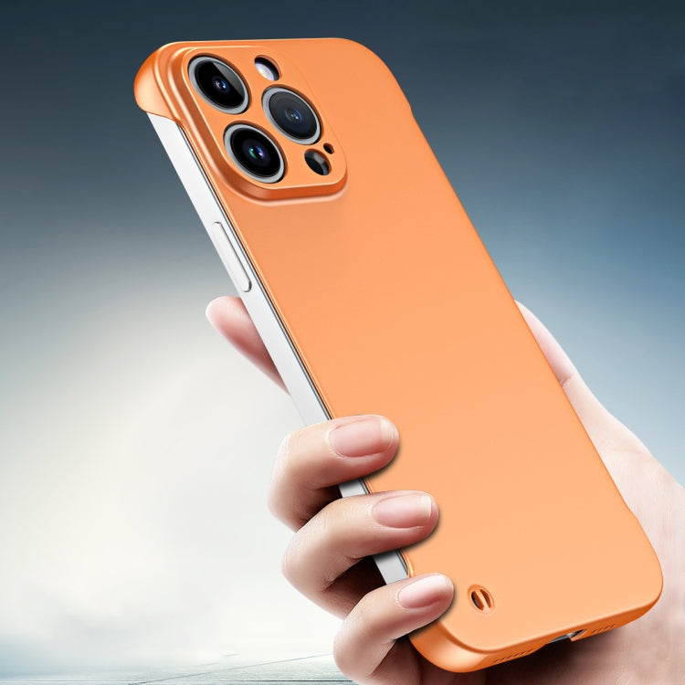 For iPhone 13 Pro Frameless Metallic Paint Hybrid PC Phone Case(Orange) - iPhone 13 Pro Cases by buy2fix | Online Shopping UK | buy2fix