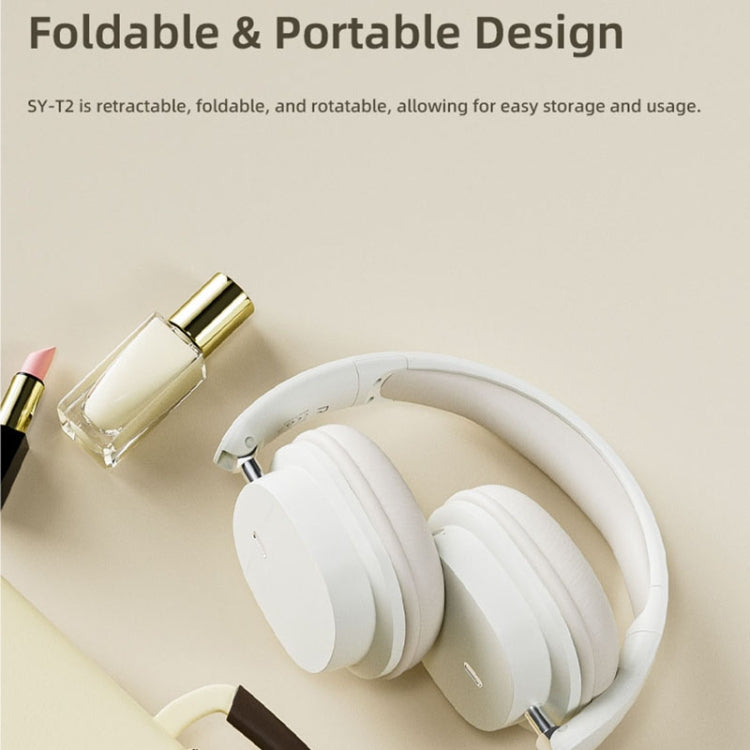 T2 Foldable High Definition Stereo ENC Noise Reduction Wireless Gaming Headphones with Mic(Khaki) - Headset & Headphone by buy2fix | Online Shopping UK | buy2fix