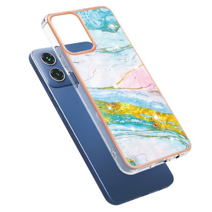 For Motorola Moto G34 Electroplating Marble Dual-side IMD Phone Case(Green 004) - Motorola Cases by buy2fix | Online Shopping UK | buy2fix