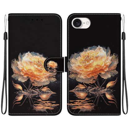 For iPhone SE 2024 Crystal Texture Colored Drawing Leather Phone Case(Gold Peony) - More iPhone Cases by buy2fix | Online Shopping UK | buy2fix