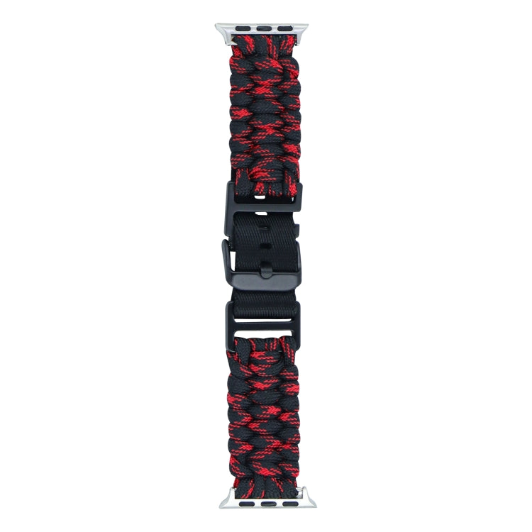 For Apple Watch Ultra 2 49mm Paracord Plain Braided Webbing Buckle Watch Band(Black Red) - Watch Bands by buy2fix | Online Shopping UK | buy2fix