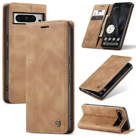 For Google Pixel 8 Pro CaseMe 013 Multifunctional Horizontal Flip Leather Phone Case(Brown) - Google Cases by CaseMe | Online Shopping UK | buy2fix