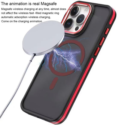 For iPhone 15 Plus Two-color Frosted MagSafe Magnetic Phone Case(Red) - iPhone 15 Plus Cases by buy2fix | Online Shopping UK | buy2fix