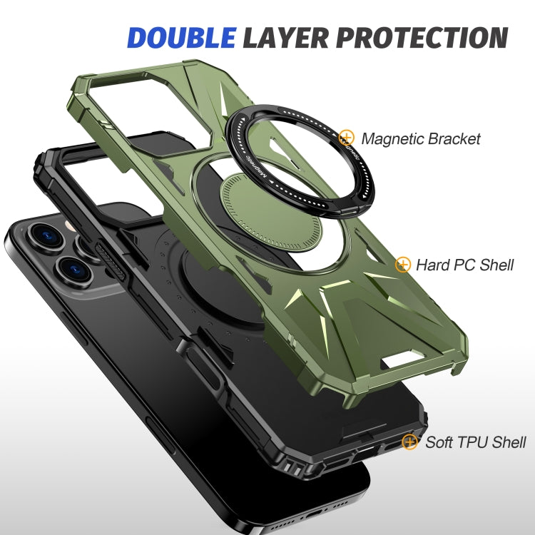 For iPhone 16 Pro Max MagSafe Magnetic Shockproof Phone Case with Ring Holder(Dark Green) - iPhone 16 Pro Max Cases by buy2fix | Online Shopping UK | buy2fix