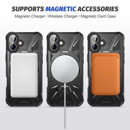 For iPhone 16 MagSafe Magnetic Shockproof Phone Case with Ring Holder(Black) - iPhone 16 Cases by buy2fix | Online Shopping UK | buy2fix