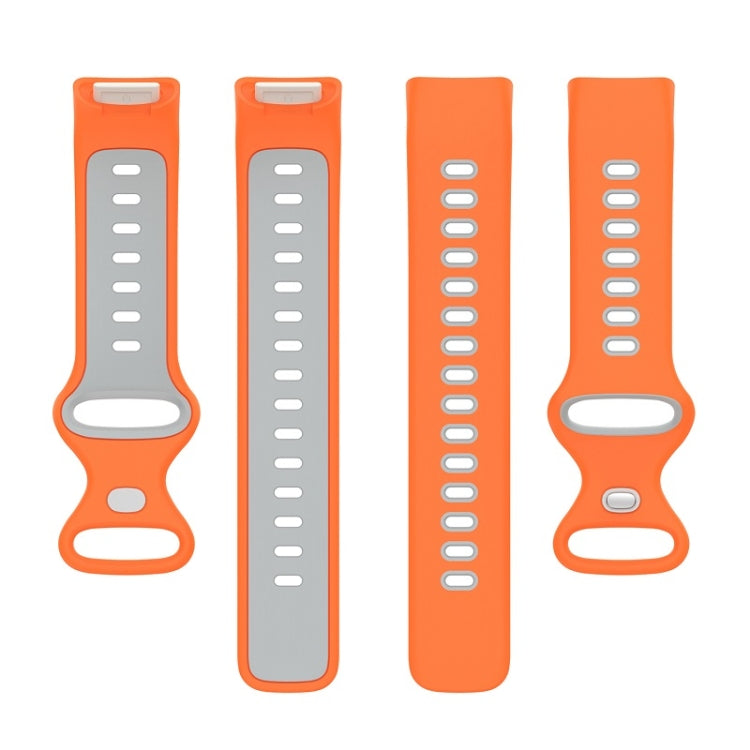 For Fitbit Charge 6 Two Color Silicone Watch Band(Orange Grey) - Watch Bands by buy2fix | Online Shopping UK | buy2fix
