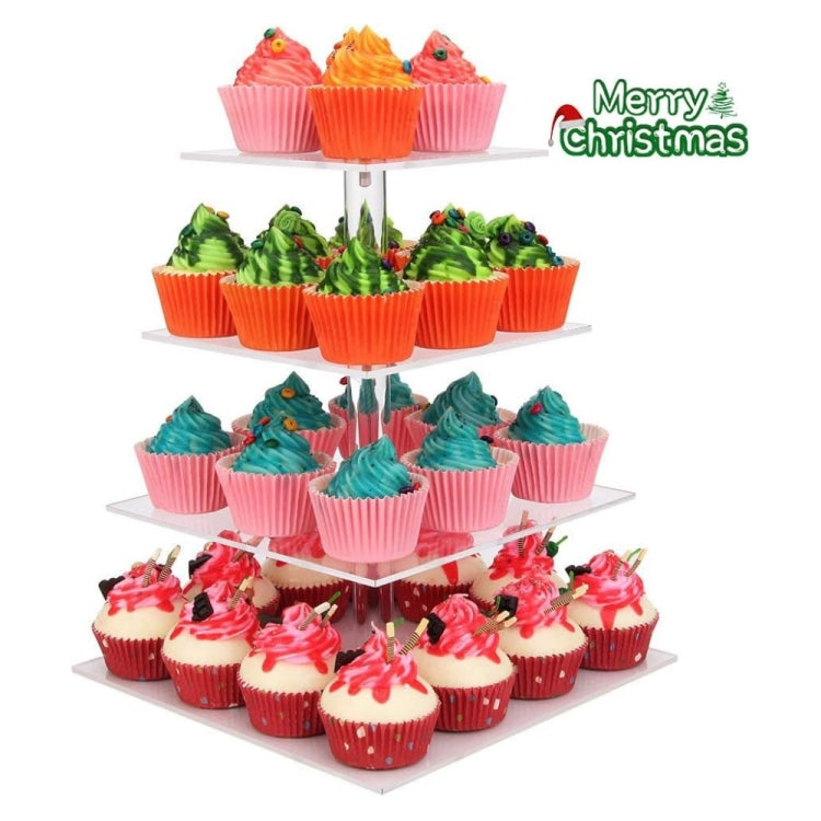 YX065 4 Tier Acrylic Square Cupcake Stand - Storage Boxes by buy2fix | Online Shopping UK | buy2fix