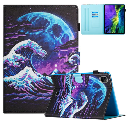 For iPad Pro 11 2024 Colored Drawing Stitching Leather Tablet Smart Case(Sea Wave) - iPad Pro 11 2024 Cases by buy2fix | Online Shopping UK | buy2fix