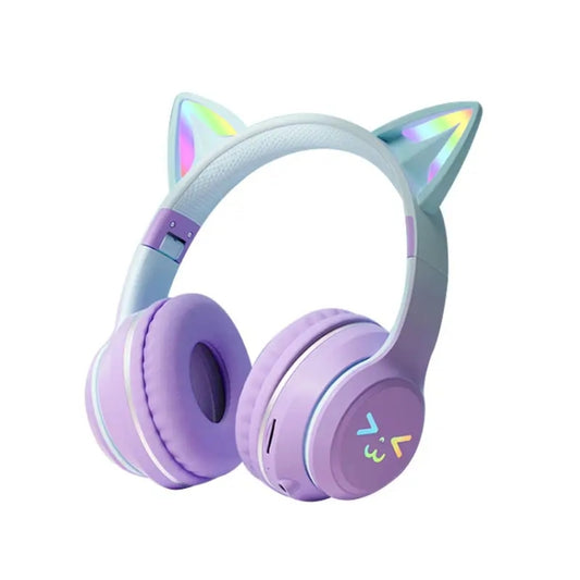 BT612 LED Cat Ear Single Sound Folding Bluetooth Earphone with Microphone(Purple) - Headset & Headphone by buy2fix | Online Shopping UK | buy2fix