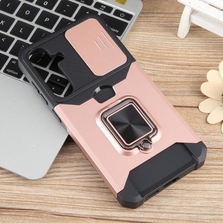 For Samsung Galaxy S24+ 5G Camera Shield Card Slot PC+TPU Phone Case(Rose Gold) - Galaxy S24+ 5G Cases by buy2fix | Online Shopping UK | buy2fix