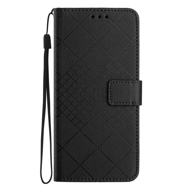 For iPhone SE 2024 Rhombic Grid Texture Leather Phone Case(Black) - More iPhone Cases by buy2fix | Online Shopping UK | buy2fix