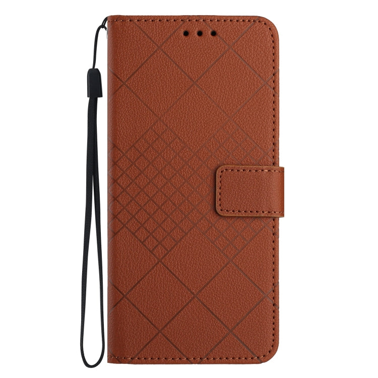 For Xiaomi 13 Rhombic Grid Texture Leather Phone Case(Brown) - 13 Cases by buy2fix | Online Shopping UK | buy2fix