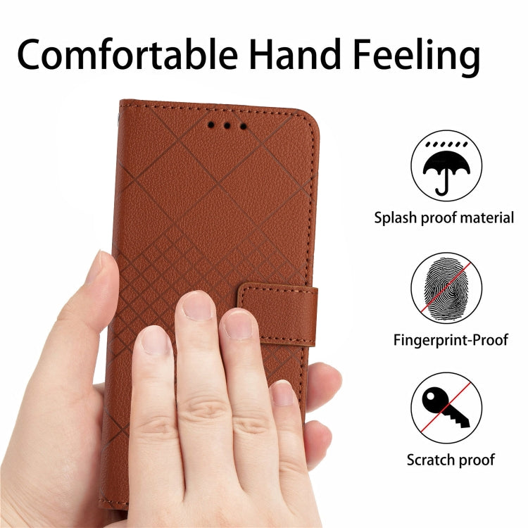 For Xiaomi 13 Rhombic Grid Texture Leather Phone Case(Brown) - 13 Cases by buy2fix | Online Shopping UK | buy2fix