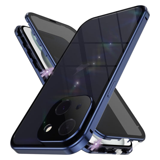 For iPhone 15 Anti-peeping Magnetic Double-sided Tempered Glass Phone Case(Blue) - iPhone 15 Cases by buy2fix | Online Shopping UK | buy2fix