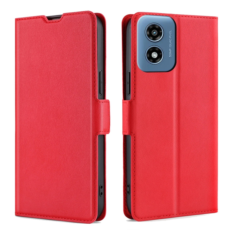 For Motorola Moto G Play 4G 2024 Ultra-thin Voltage Side Buckle Horizontal Flip Leather Phone Case(Red) - Motorola Cases by buy2fix | Online Shopping UK | buy2fix