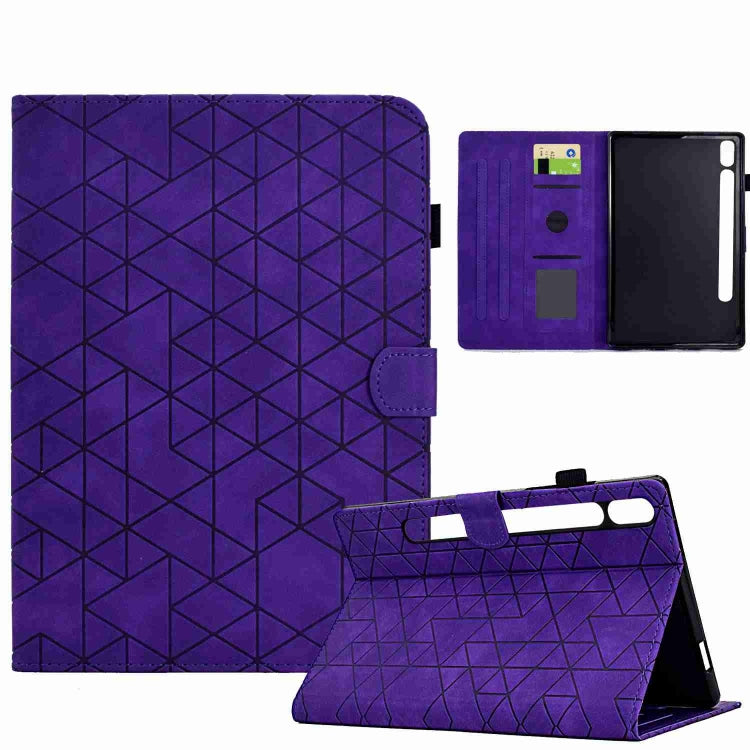 For Samsung Galaxy Tab S9 Rhombus TPU Smart Leather Tablet Case(Purple) - Galaxy Tab S9 Cases by buy2fix | Online Shopping UK | buy2fix