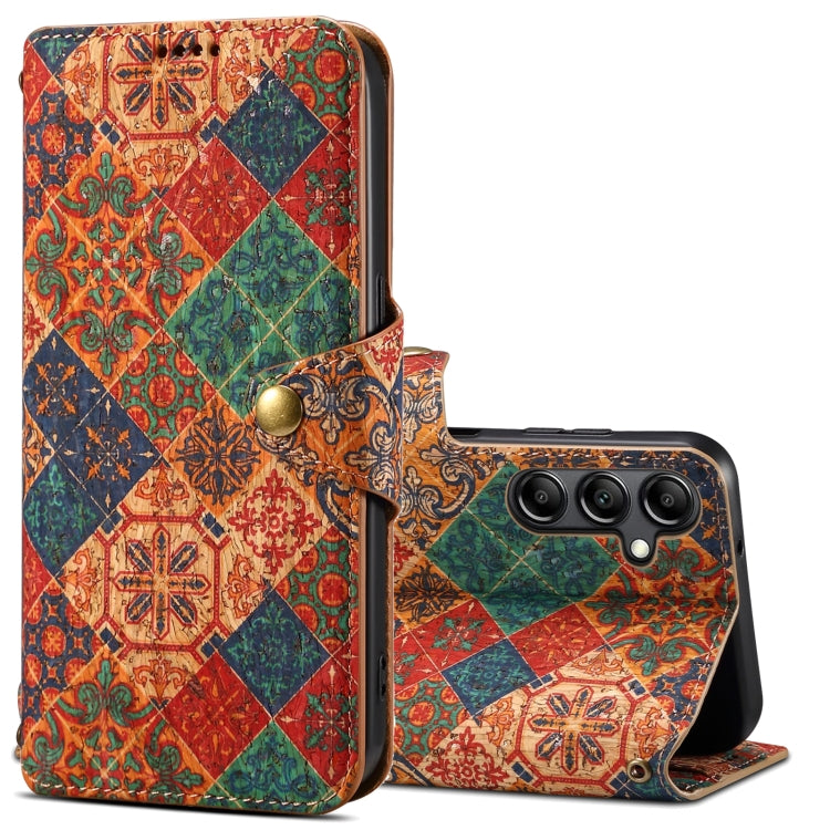 For Samsung Galaxy S24+ 5G Denior Flower Language Series Cork Fabric Oil Edge Leather Phone Case(Winter) - Galaxy S24+ 5G Cases by Denior | Online Shopping UK | buy2fix