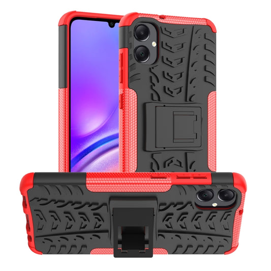 For Samsung Galaxy A05 4G Tire Texture TPU + PC Phone Case with Holder(Red) - Galaxy Phone Cases by buy2fix | Online Shopping UK | buy2fix