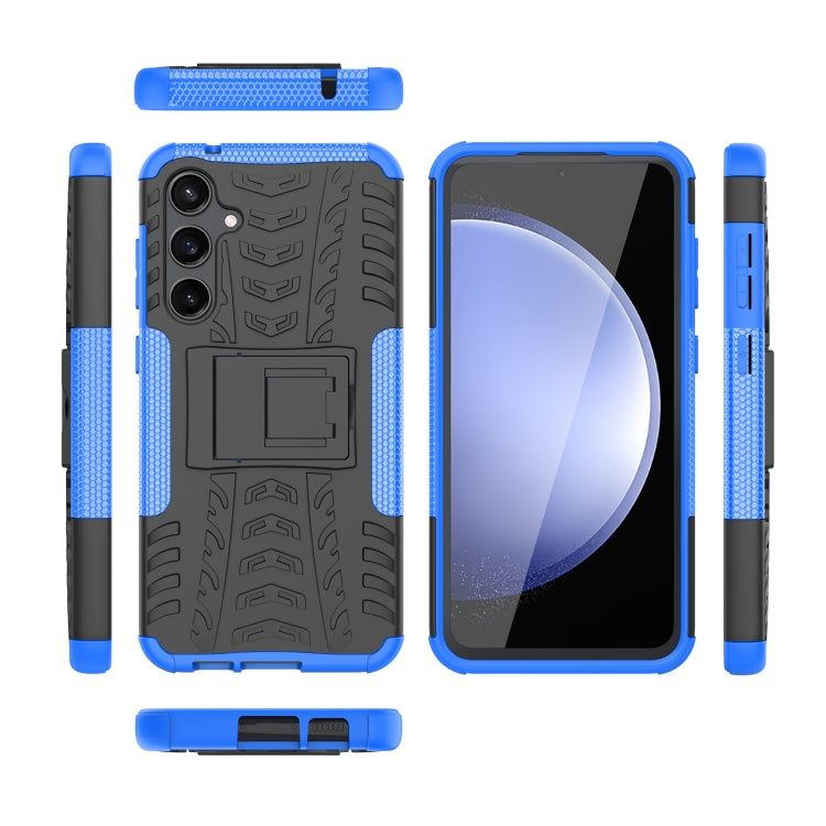 For Samsung Galaxy S23 FE 5G Tire Texture TPU + PC Phone Case with Holder(Blue) - Galaxy S23 FE 5G Cases by buy2fix | Online Shopping UK | buy2fix