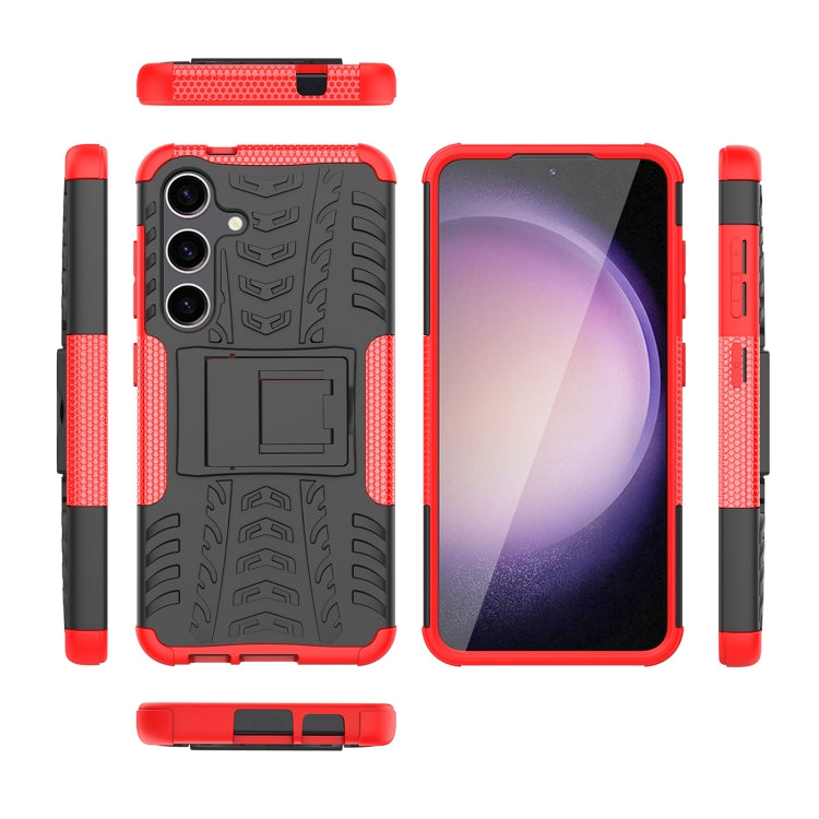 For Samsung Galaxy S24 5G Tire Texture TPU + PC Phone Case with Holder(Red) - Galaxy S24 5G Cases by buy2fix | Online Shopping UK | buy2fix