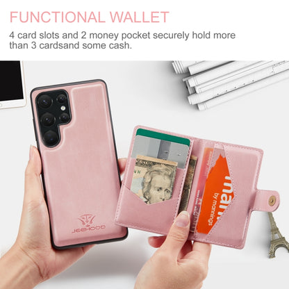 For Samsung Galaxy S24 Ultra 5G JEEHOOD J01 Retro Magnetic Detachable Wallet Phone Case(Pink) - Galaxy S24 Ultra 5G Cases by JEEHOOD | Online Shopping UK | buy2fix
