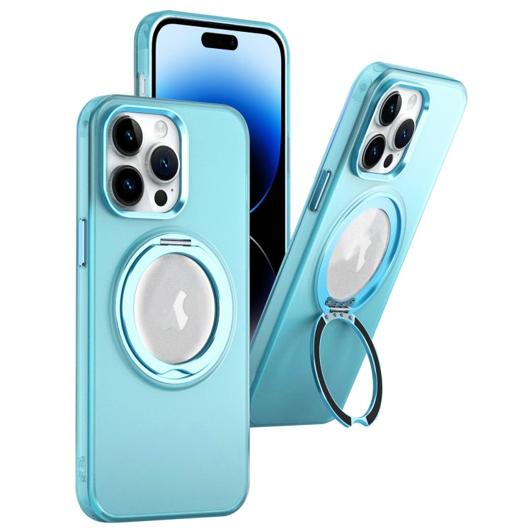 For iPhone 14 Pro MagSafe 360 Rotate Ring Holder PC Phone Case(Sierra Blue) - iPhone 14 Pro Cases by buy2fix | Online Shopping UK | buy2fix