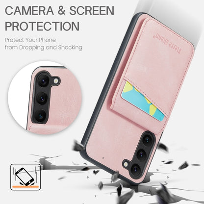 For Samsung Galaxy S24+ 5G Fierre Shann Crazy Horse Card Holder Back Cover PU Phone Case(Pink) - Galaxy S24+ 5G Cases by FIERRE SHANN | Online Shopping UK | buy2fix