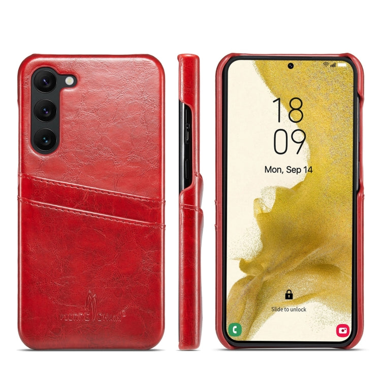 For Samsung Galaxy S24+ 5G Fierre Shann Oil Wax Texture Leather Phone Case with Card Slots(Red) - Galaxy S24+ 5G Cases by FIERRE SHANN | Online Shopping UK | buy2fix