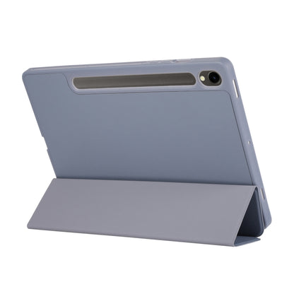 For Samsung Galaxy Tab S9 3-Fold Pure Color TPU Leather Tablet Case with Pen Slot(Lavender) - Galaxy Tab S9 Cases by buy2fix | Online Shopping UK | buy2fix