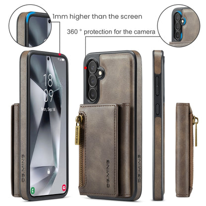 For Samsung Galaxy S24 FE 5G DG.MING M5 Series Zip RFID Multi Card Detachable Leather Phone Case(Coffee) - Galaxy S24 FE 5G Cases by DG.MING | Online Shopping UK | buy2fix