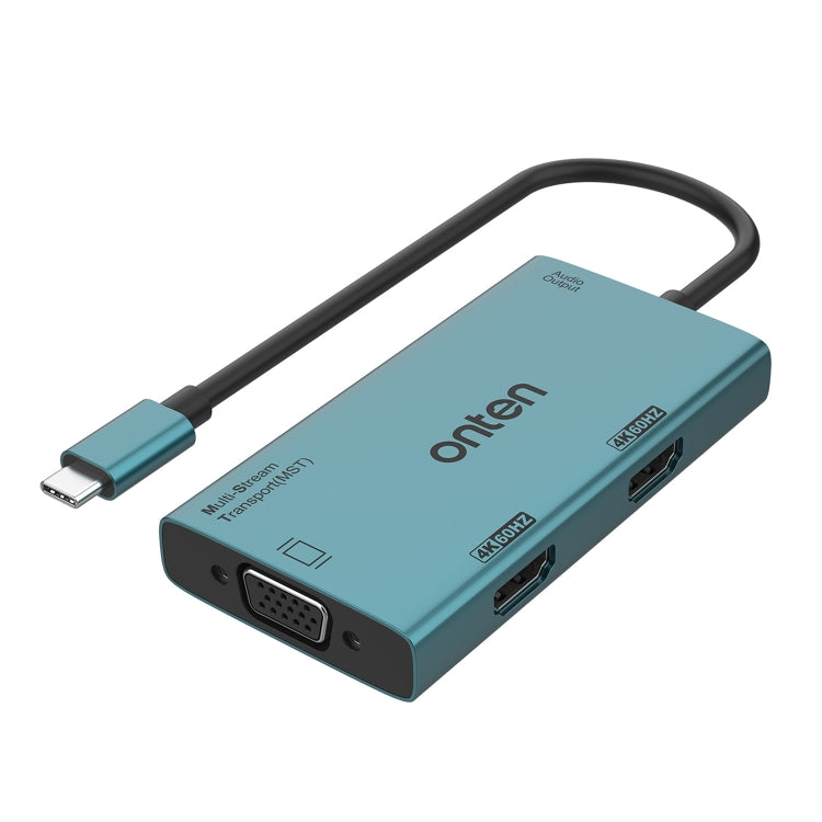 Onten M206 4K 60Hz 4 in 1 Type-C to Dual HDMI + VGA + 3.5mm Video Converter Adapter - USB HUB by Onten | Online Shopping UK | buy2fix