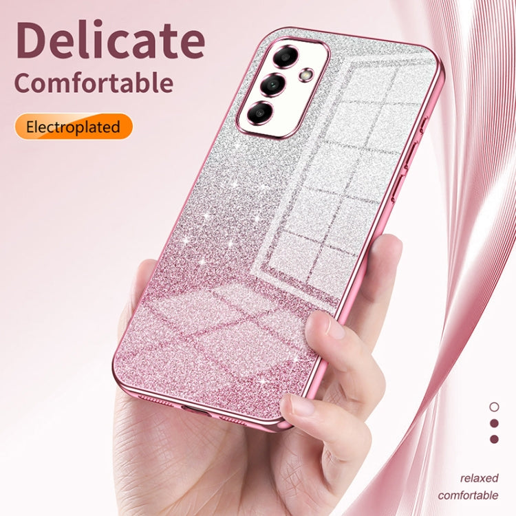 For Samsung Galaxy M14 Gradient Glitter Powder Electroplated Phone Case(Transparent) - Galaxy Phone Cases by buy2fix | Online Shopping UK | buy2fix