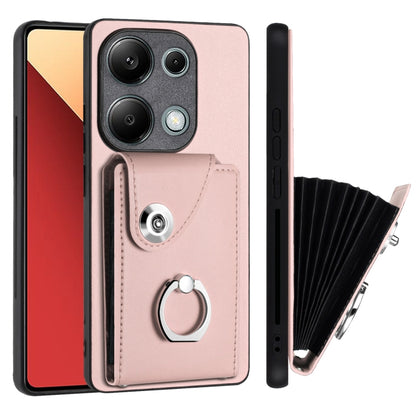 For Xiaomi Redmi Note 13 Pro 4G Global Organ Card Bag Ring Holder PU Phone Case(Pink) - Note 13 Pro Cases by buy2fix | Online Shopping UK | buy2fix