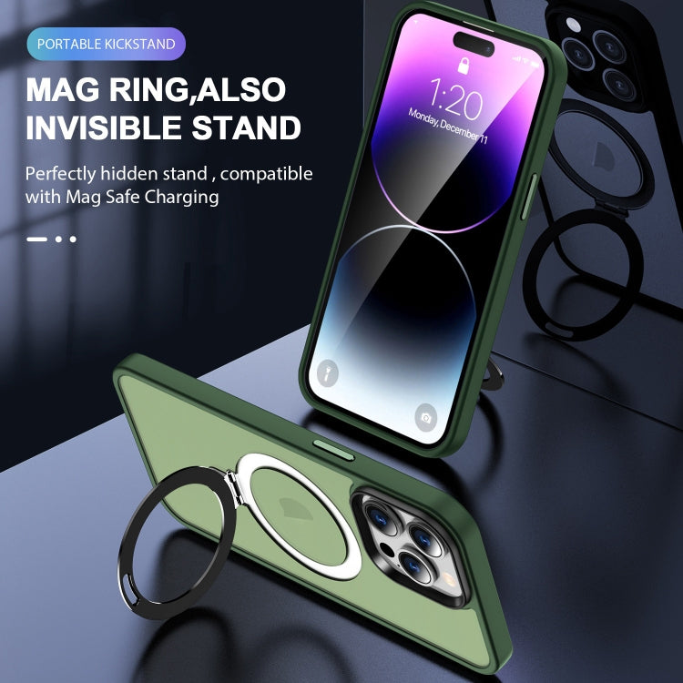 For iPhone 13 Pro Max MagSafe Holder Skin-feel PC Hybrid TPU Phone Case(Green) - iPhone 13 Pro Max Cases by buy2fix | Online Shopping UK | buy2fix