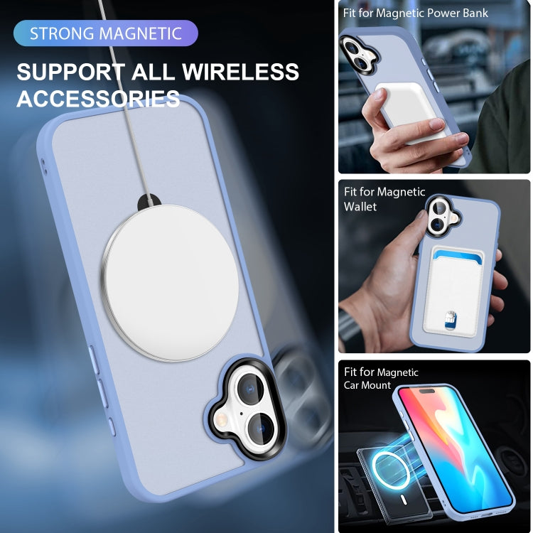 For iPhone 16 Skin-feel MagSafe Holder PC Hybrid TPU Phone Case(Blue) - iPhone 16 Cases by buy2fix | Online Shopping UK | buy2fix