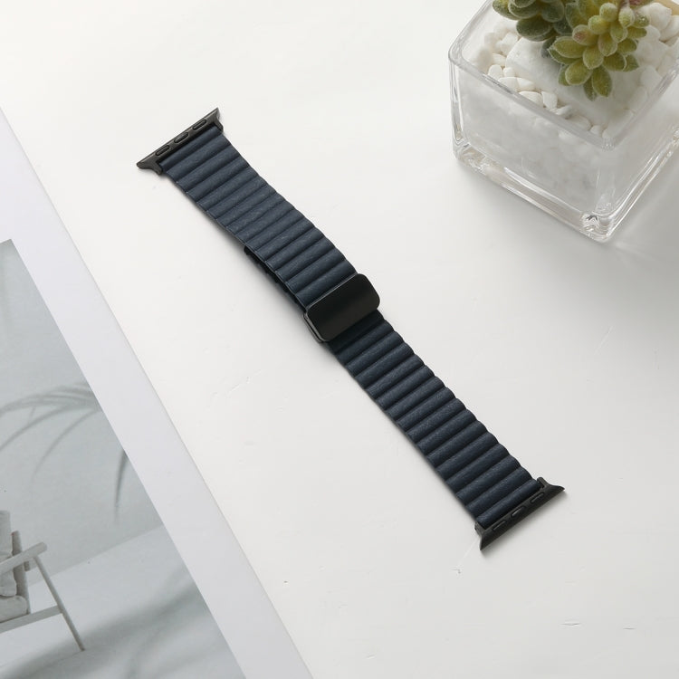 For Apple Watch Ultra 2 49mm Water Ripple Magnetic Folding Buckle Watch Band, Style: Bold Version(Indigo Blue) - Watch Bands by buy2fix | Online Shopping UK | buy2fix