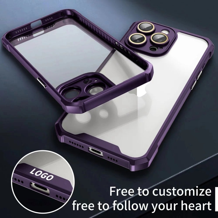 For iPhone 16 Shockproof Acrylic Phone Case with Lens Glass Film(Purple) - iPhone 16 Cases by buy2fix | Online Shopping UK | buy2fix