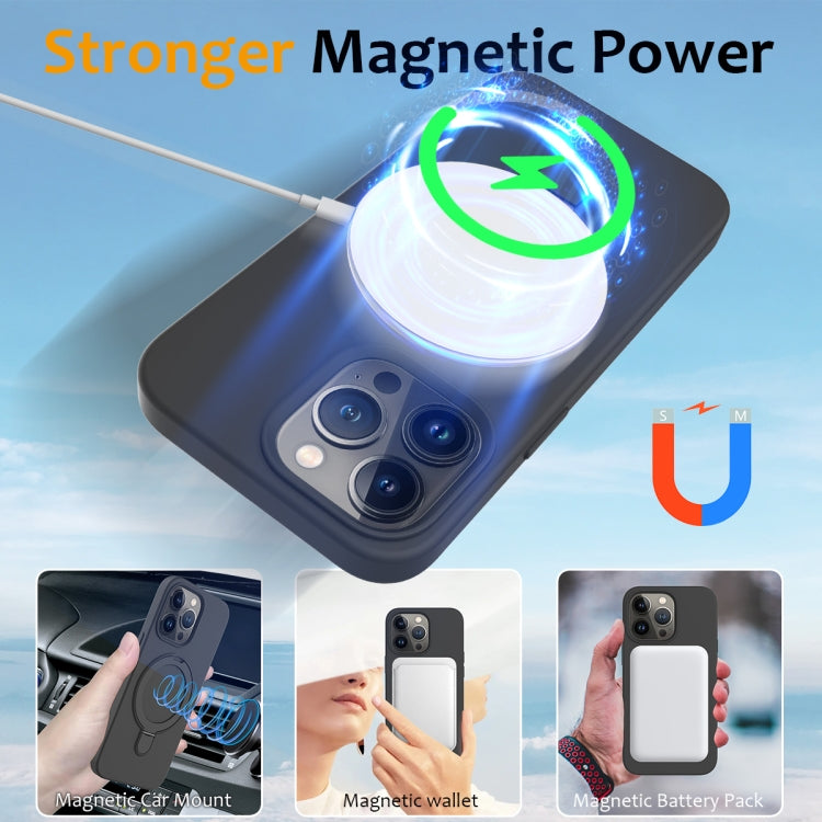 For iPhone 14 Pro MagSafe Magnetic Liquid Silicone Phone Case with Ring Holder(Carbon Black) - iPhone 14 Pro Cases by buy2fix | Online Shopping UK | buy2fix