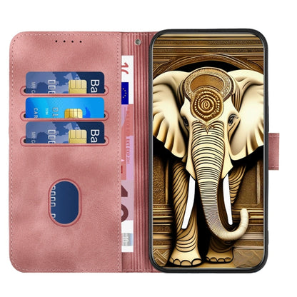 For iPhone 16 Pro YX0060 Elephant Head Embossed Phone Leather Case with Lanyard(Pink) - iPhone 16 Pro Cases by buy2fix | Online Shopping UK | buy2fix