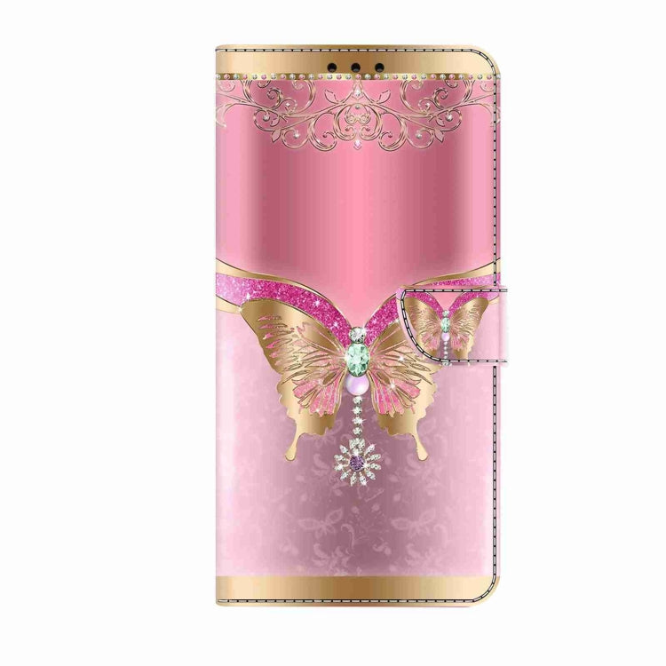 For Samsung Galaxy S24 Ultra 5G Crystal 3D Shockproof Protective Leather Phone Case(Pink Bottom Butterfly) - Galaxy S24 Ultra 5G Cases by buy2fix | Online Shopping UK | buy2fix