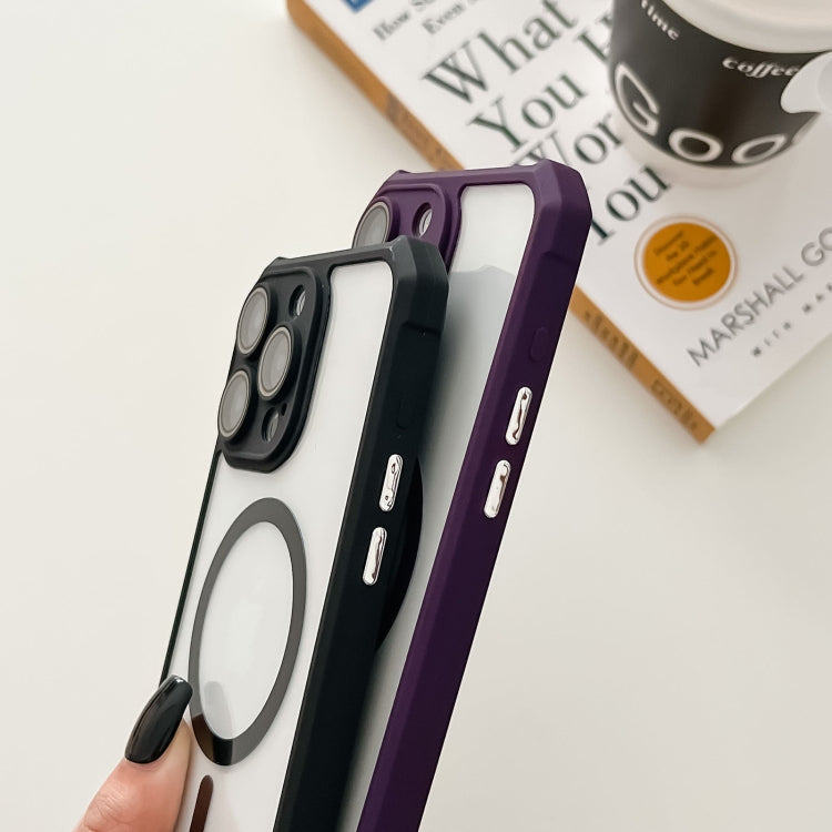 For iPhone 12 Colorful Two-Color Lens Film MagSafe Magnetic Horn Acrylic+TPU Case(Purple) - iPhone 12 / 12 Pro Cases by buy2fix | Online Shopping UK | buy2fix