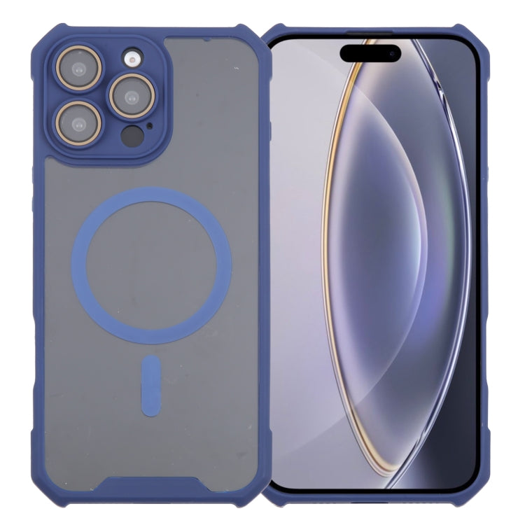 For iPhone 16 Pro Colorful Two-Color Lens Film MagSafe Magnetic Horn Acrylic+TPU Case(Blue) - iPhone 16 Pro Cases by buy2fix | Online Shopping UK | buy2fix