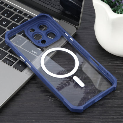 For iPhone 16 Pro Colorful Two-Color Lens Film MagSafe Magnetic Horn Acrylic+TPU Case(Blue) - iPhone 16 Pro Cases by buy2fix | Online Shopping UK | buy2fix