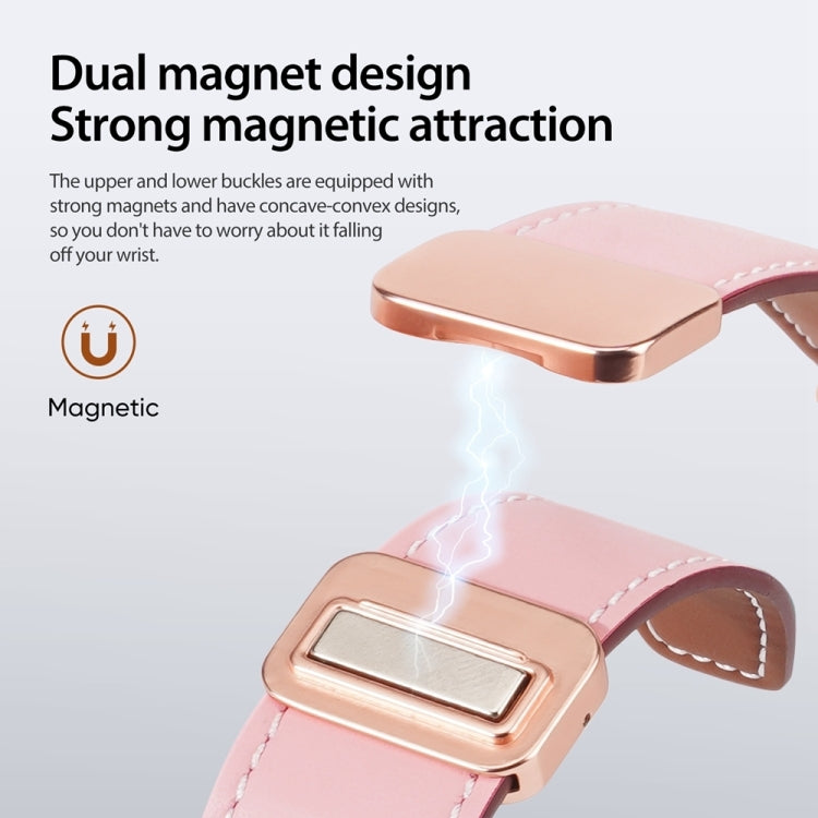 For Apple Watch Ultra 49mm DUX DUCIS YA Series Magnetic Buckle Genuine Leather Watch Band(Pink) - Watch Bands by DUX DUCIS | Online Shopping UK | buy2fix