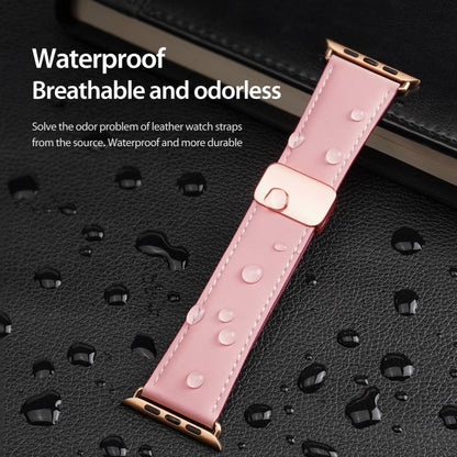 For Apple Watch Ultra 49mm DUX DUCIS YA Series Magnetic Buckle Genuine Leather Watch Band(Pink) - Watch Bands by DUX DUCIS | Online Shopping UK | buy2fix