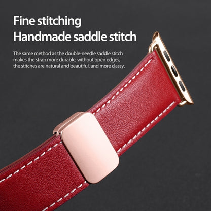 For Apple Watch Series 7 41mm DUX DUCIS YA Series Magnetic Buckle Genuine Leather Watch Band(Red) - Watch Bands by DUX DUCIS | Online Shopping UK | buy2fix